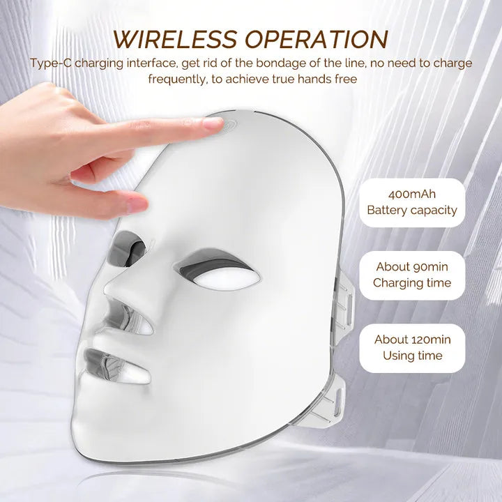 Wireless 7-Color LED Face Beauty Mask