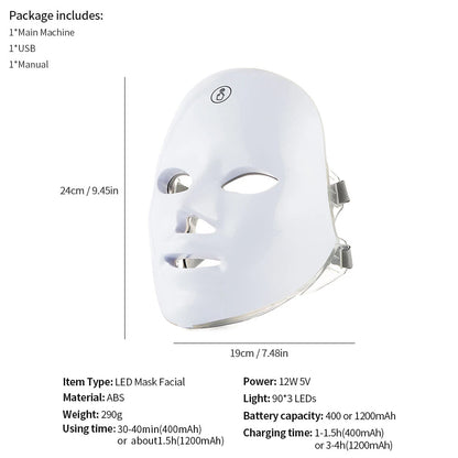 Wireless 7-Color LED Face Beauty Mask